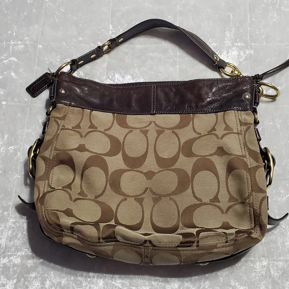 Coach Signature Brown Zoe Hobo Bag - Picture 1 of 13
